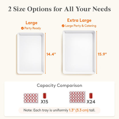 Lifewit 16" x 12" Extra Large Plastic Serving Trays for Party, 4 Pack Reusable White Food Platters for Cookies, Desserts, Fruit, Appetizers & Charcuterie, BPA-Free Catering Trays for Parties & Buffets