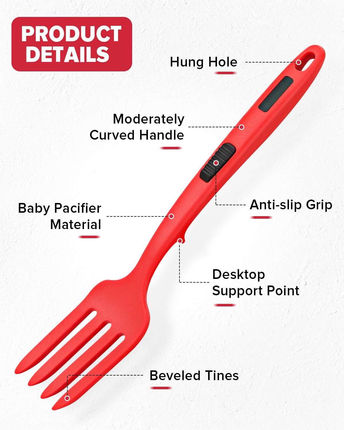 Large Silicone Flexible Cooking Fork, Non Stick Whisks for Mix Ingredients