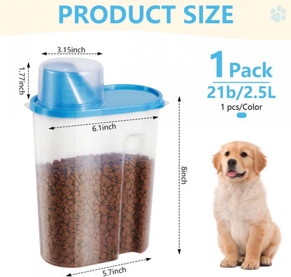 SenseYo Pet Food Storage Container 2lb 2.5L Translucent Cat Dog Food Storage Container Dispenser with Measuring Cup Pour Spout Sealed Cover for Pets (Pink 1pcs)