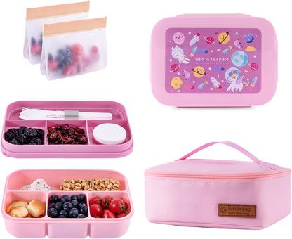 Bento Box for Kids Girls Boys, Adult,8-Compartment Leak-Proof Toddler Lunch Box for School, Drop-Proof Kids Lunch Containers with Insulated Bag, Microwave & Dishwasher Safe, BPA-Free,(Blue)