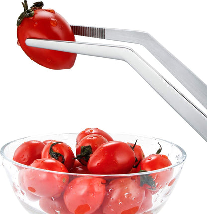 MSY BIGSUNNY Professional Chef Kitchen Cooking Precision Tweezers Culinary Curved Tip Tongs for Baking Decorating (1, 9.5")