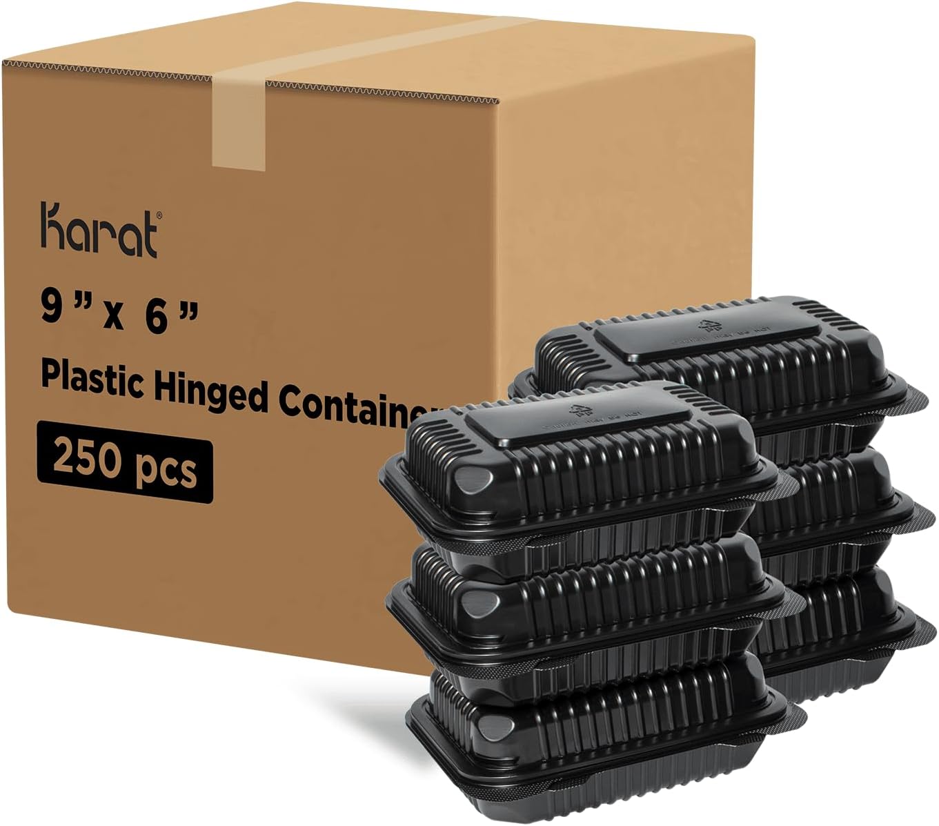 Karat FP-HC99PP-3CU 9"X 9" PP Hinged Containers 3 Compartment - (Case of 200)