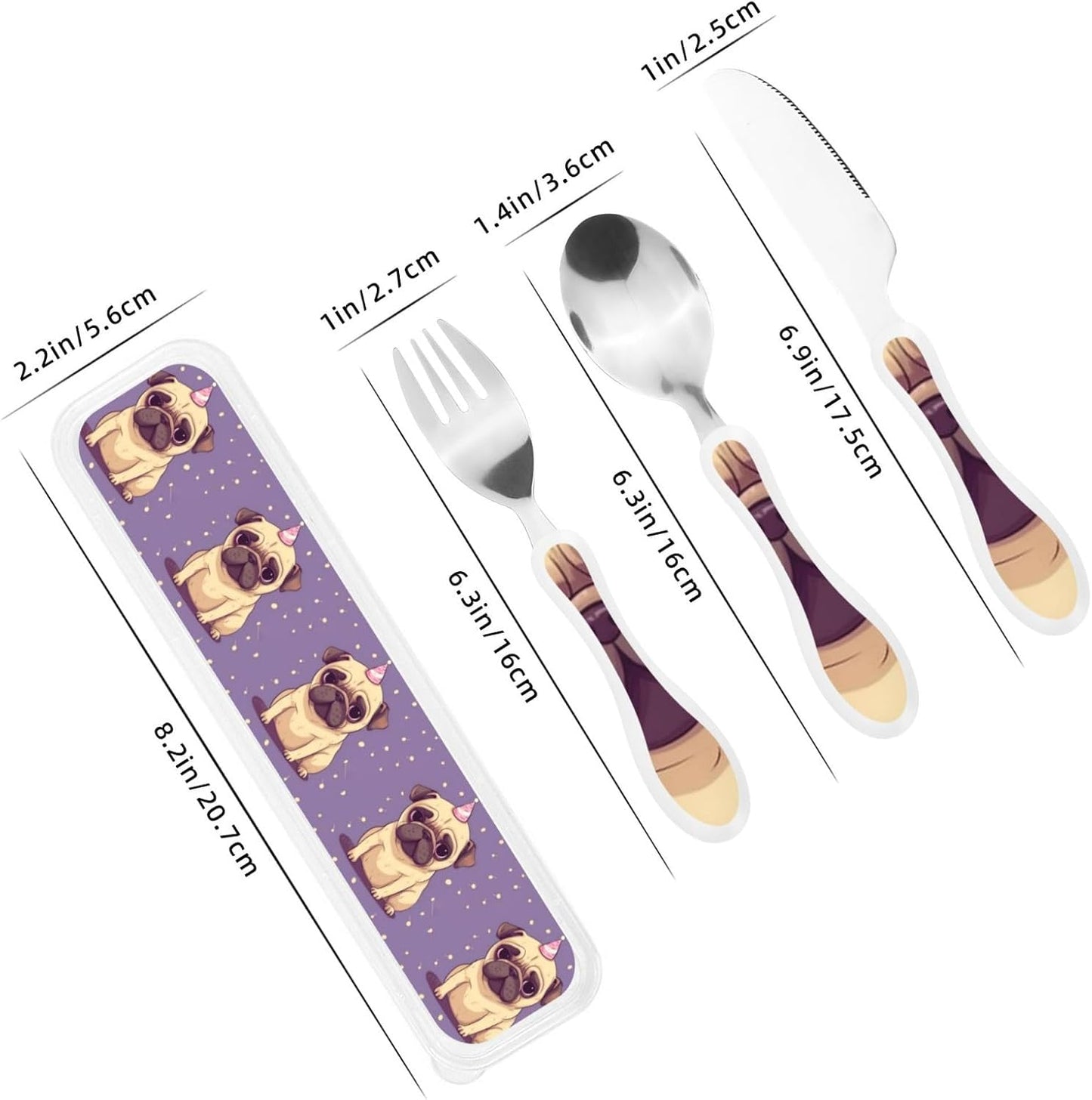 3-Piece Kids Silverware Set With Storage Case, Stainless Steel Reusable Children Safe Knife Spoon Fork Set Blue Active Girl Running Sunset Children Flatware Set For Kids Lunch Box - Colors B