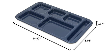 Carlisle FoodService Products Melamine Lunch Tray with 4 Compartments, Right Handed Cafeteria Tray with Divided Compartments for Food, 10" x 9.75", Dark Blue