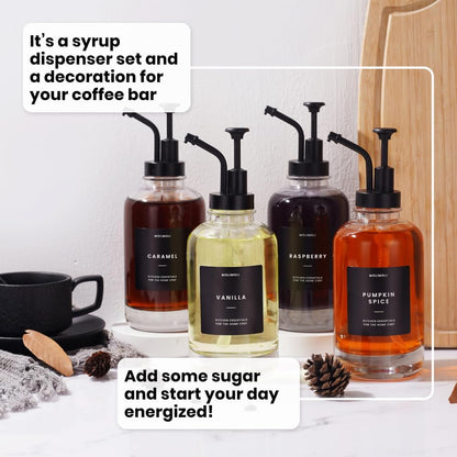Molimoli Syrup Dispenser for Coffee Bars, Glass Syrup Bottle w. Pump, 16.9 oz 500 ml, Gold Upgraded Dispenser