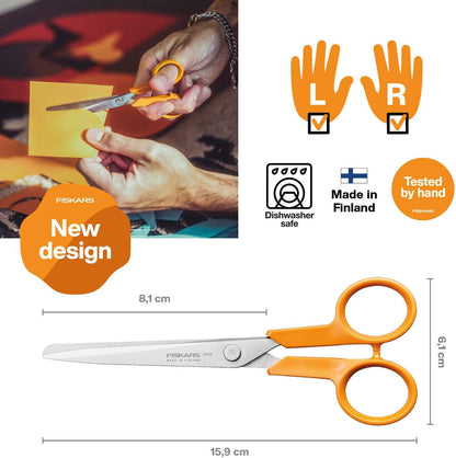 Fiskars Classic Kitchen Scissors, Serrated Blades, Right-Handed use, Total Length: 18.7 cm, Improved Torx Screw and More Ergonomic Handle, Quality Steel/Plastic, Orange, 1075051