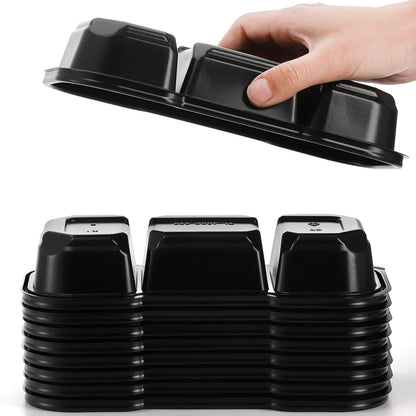 Hiceeden 50 Pack 16 Oz Small Meal Prep Containers with 3 Compartments, Disposable Plastic Bento Snack Boxes with Lid, Stackable Food Containers Reusable Travel Lunch Boxes for Office, School, Black