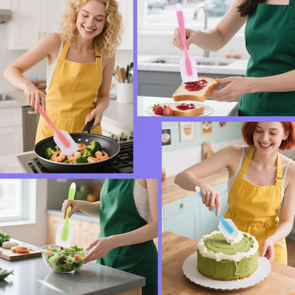 4 Pcs Silicone Spatula Set, 11inch Food Grade Rubber Spatulas, Upgrade Strong Handle with Ergonomic Grip, Heat Resistant Up to 450°F for Nonstick Cookware, Cooking, BPA Free, Dishwasher Safe