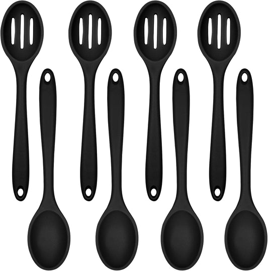 ELANE 8 Pcs Silicone Cooking Utensils Set,Silicone Serving Spoons Cooking Spoons for Nonstick Cookware for Kitchen Salads