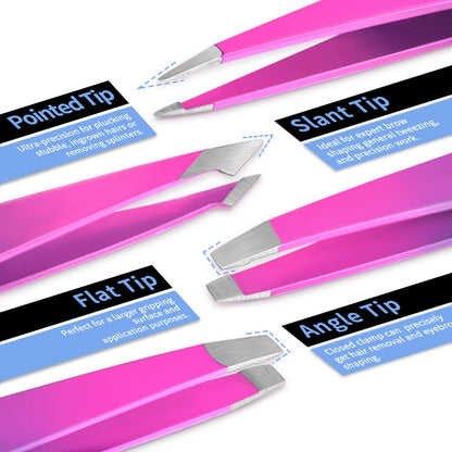 TsMADDTs Eyebrow Tweezers Set and Curved Scissor, Professional Stainless Steel Tweezers for Women and Men, Splinter and Ingrown Hair Removal