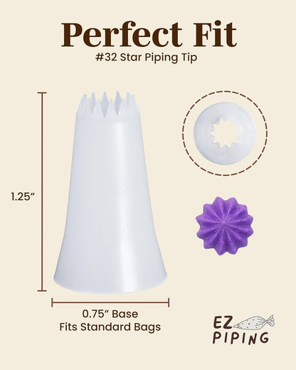 Reusable Plastic Piping Tips, Nozzles Standard Size Star Tip #20