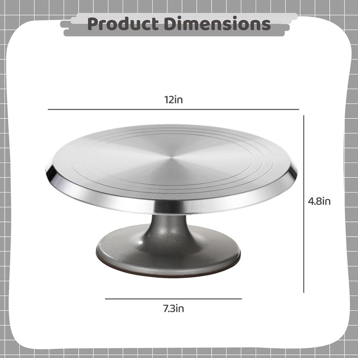OMISTAR Aluminium Alloy Revolving Cake Stand, 12 in Cake Decorating Turntable, Non-Slip Rotating Platform, Smooth 360° Rotations for Cake Decorating and Baking Parties