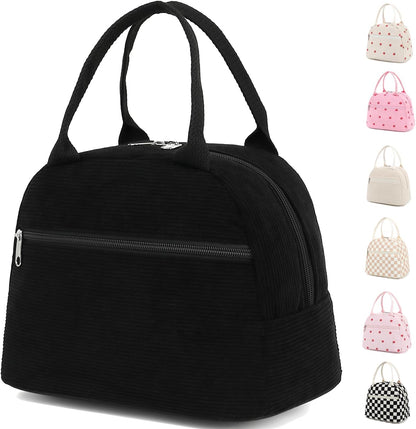 GYEUKHAM Lunch Bag Women, Lunch Box for Adult Men Kids Girls, Small Cute Lunchbox Tote Large Capacity Insulated Lunch Container Cooler for Work School Picnic Travel, Black White Stripes