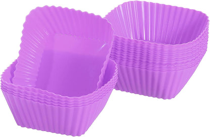 uxcell 18Pcs Silicone Cupcake Baking Cups, Silicone Muffins Liners Non-Stick Square Baking Cups, for Cooking Eggs Baking Muffins and Make a Cake(Pink)