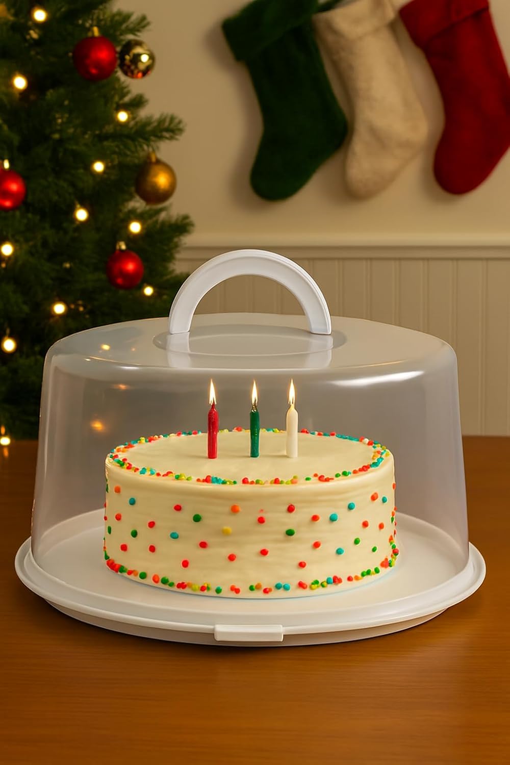 2 Reusable Cake Carriers with Lids 12x12x4.75 Inch BPA Free Lightweight Plastic Containers Fits 10-Inch Cakes – Freezer Safe Stackable Storage with Handles for Transport