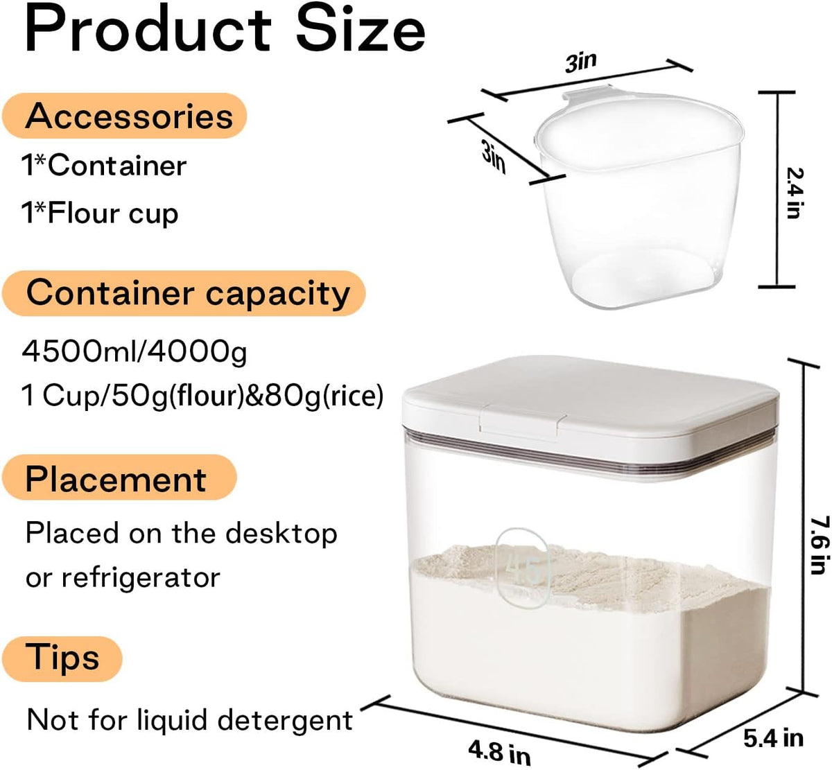 Flour Container 20LBS - 10 L /10.5 QT /10 KG - Rice Container Storage Food Grain Container Bins Household for Kitchen Pantry Organization (11L)