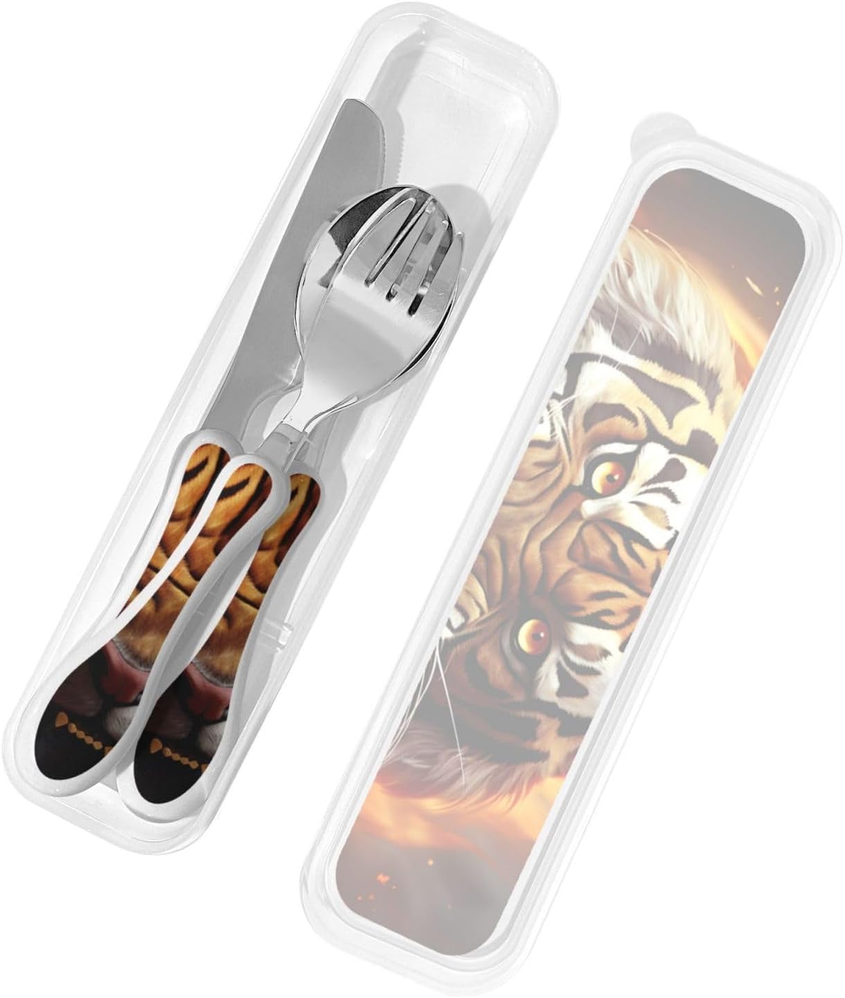 3-Piece Kids Silverware Set With Storage Case, Stainless Steel Reusable Children Safe Knife Spoon Fork Set Samurai Children Flatware Set For Kids Lunch Box