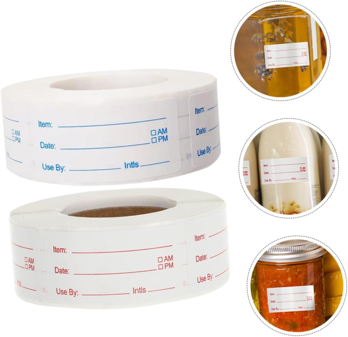 Ipetboom 2Rolls Food Storage Labels Date Stickers for Containers Easy to Use Food Labels for Meal Prep and Refrigerator Organization Plated for Jars