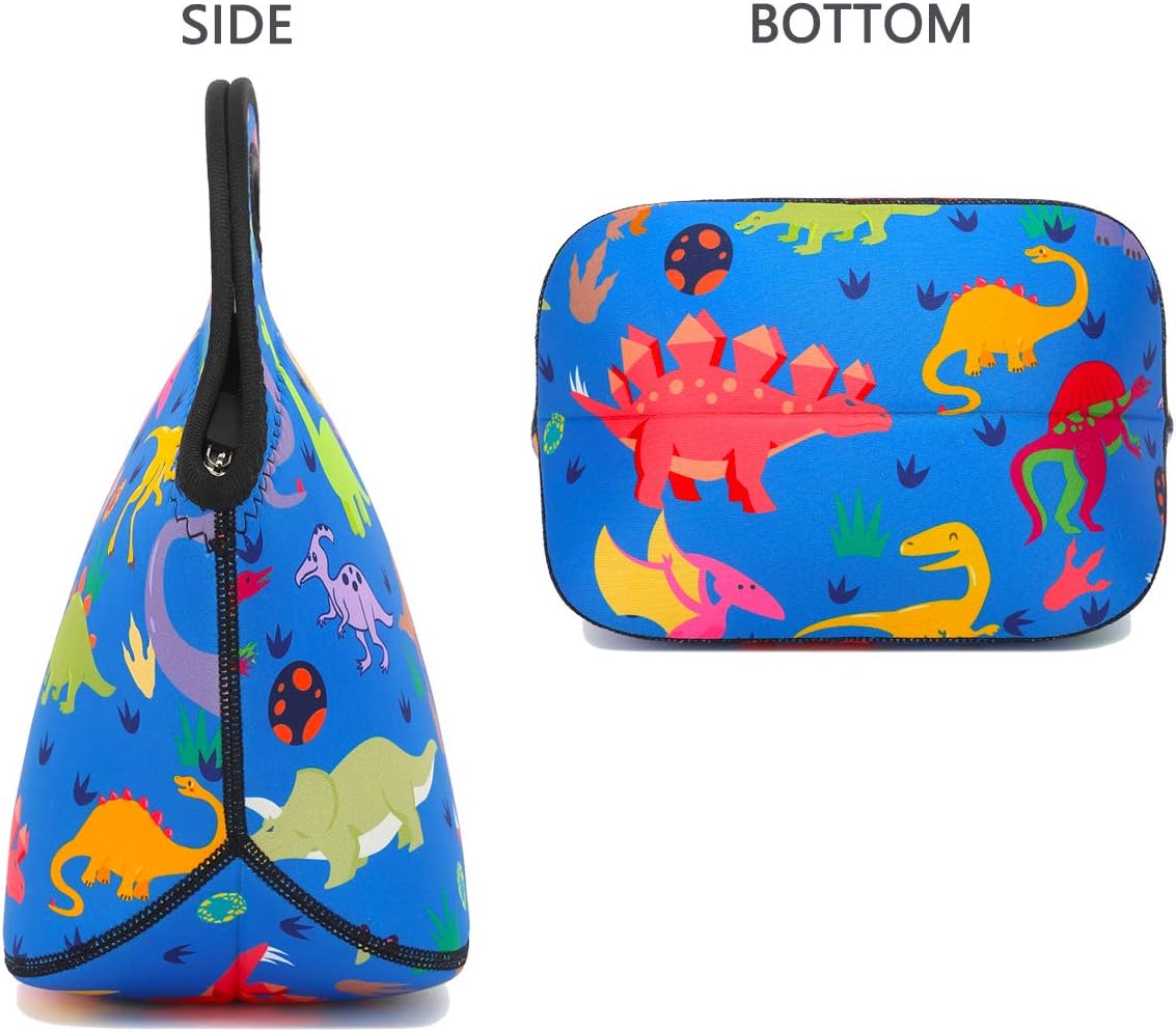 FlowFly Neoprene kids Lunch box Insulated Soft Bag Mini Cooler Thermal Meal Tote Kit for Boys, Girls,Men,Women,School,Work, Office,Black