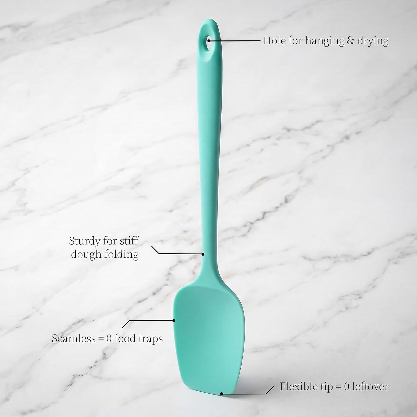 600ºF Heat Resistant Spatulas, High Heat Food Safe Semless Kitchen Silicone Scraper Set for Cooking Baking Mixing Scraping Stirring Nonstick Cookware Pan Bowl (4Pcs,Aqua Sky)