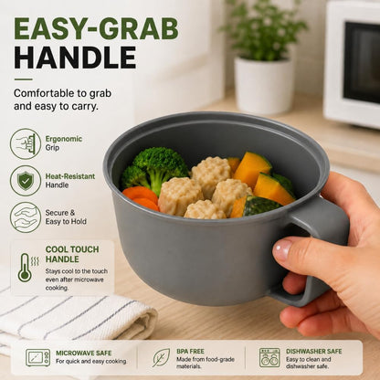 NEED&NEED Microwave Smart Steamer with Safe Handle for bibigo Dumpling Wonton Potstickers Steamed Dumplings Instant noodles Ramen BPA Free 1500ml, 1000ml 6pcs