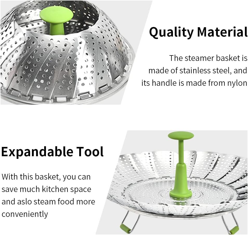 Expandable Stainless Steel Steamer Basket for Pot, 5.5-9.1 In