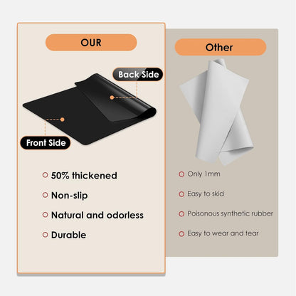 KitchenRaku Extra Large Silicone Mat for Kitchen Worktop Protector, Thickened Nonstick Heat Resistant Countertop Mat, Nonskid Placemat, Craft Mat, Table Mat (Grey, 23.6"x31.5")
