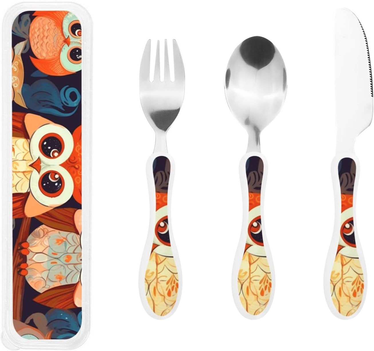 3-Piece Kids Silverware Set With Storage Case, Stainless Steel Reusable Children Safe Knife Spoon Fork Set Dolphin Children Flatware Set For Kids Lunch Box