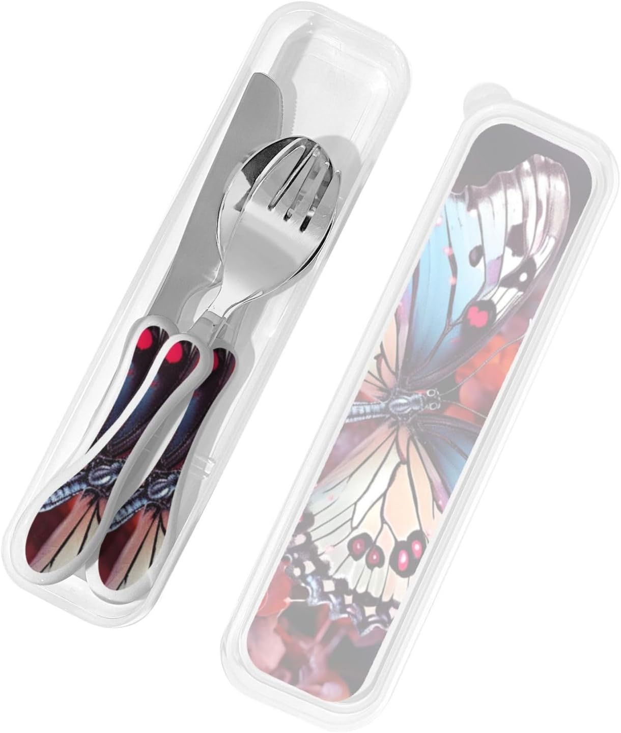3-Piece Kids Silverware Set With Storage Case, Stainless Steel Reusable Children Safe Knife Spoon Fork Set African Animals Children Flatware Set For Kids Lunch Box