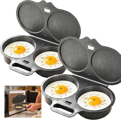 Dual Cavity Microwave Egg Poacher 2 Eggs, Quick Oil-Free Cooking，black