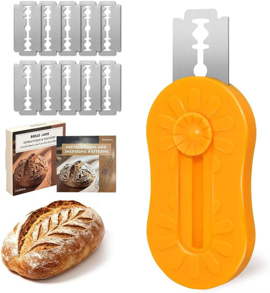 Bread Lame Sourdough Scoring Tool, Magnetic & Retractable Bread Scoring Tool, Scoring Knife for Bread Baking, Bread Razor for Homemade Bread, Lame Bread Tool, Includes 10 Razor Blades