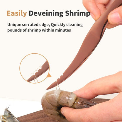 Shrimp Deveining tool Multi-Colored Shrimp Deveiner Tool Stainless Steel Shrimp Peeler and Deveiner Tool Seamless Shrimp Peeler for Easy Shrimp Deveining (Rose Gold)