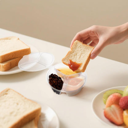 10 Pcs 3 Compartment Snack Container, Reusable Snack Containers With Lids, Transparently Portable Three-Compartment Dipping Sauce Box For Dips, Condiment, Fruits