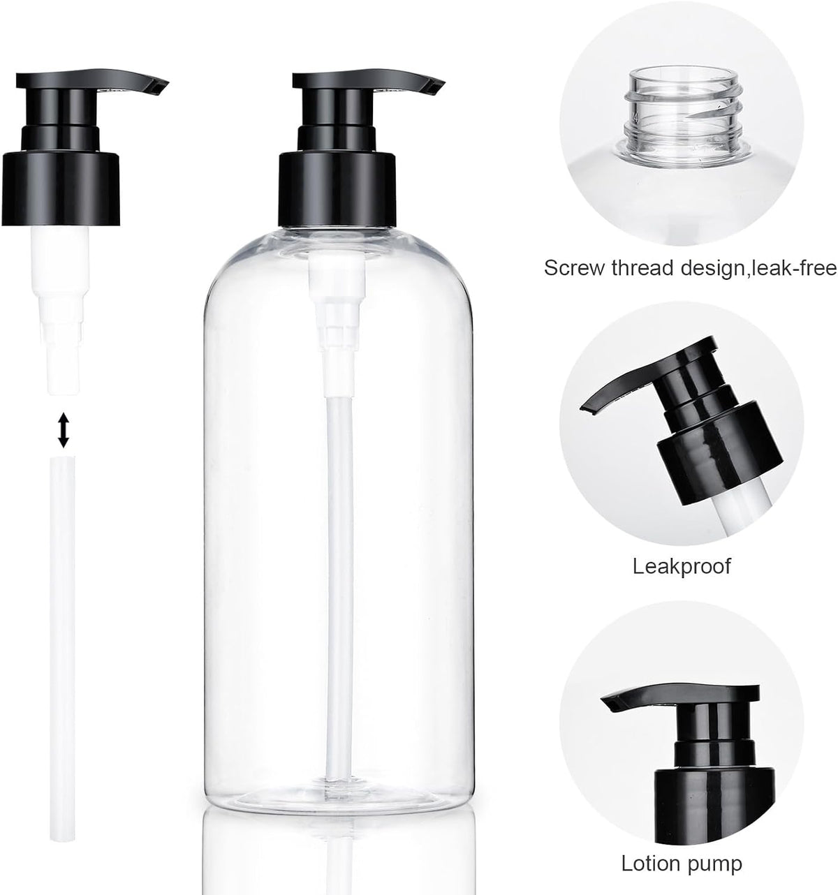Plastic Pump Bottles Dispenser 2Pack 10oz Shampoo Bottle BPA Free
