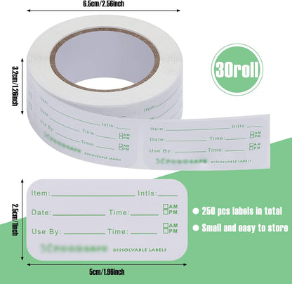 Outus 1500 Pieces Removable Food Labels for Containers 1 x 2 Inch Date Stickers Waterproof Food Storage Freezer Tape Roll Easy Write Clean Oil Resistant for Restaurant Kitchen Home Meal Prep