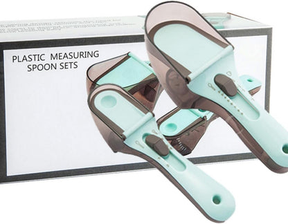Cabilock 2Pcs Kitchen Measuring Cup Adjustable Measuring Spoons Plastic Cooking Baking Measure Tools (L +S)