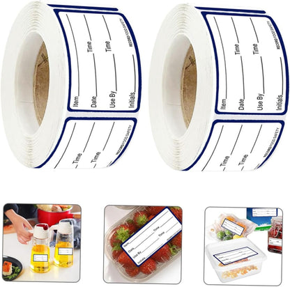 Angoily 2rolls Refrigerator Food Date Labels Writable Stickers for Freezer Storage Easy to Peel and Stick for Tracking Food Storage Dates and Contents Containers and Jars