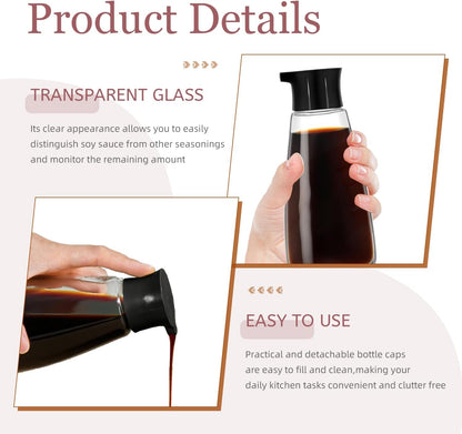 1 Pcs Glass Soy Sauce 9.6 oz Dispenser Bottle