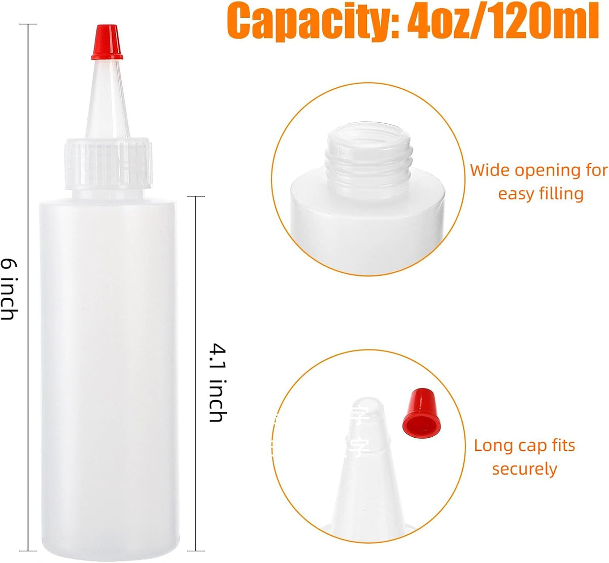 Bekith 30 Pack Small Plastic Squeeze Condiment Bottles with Red Tip Cap, 4 Ounce Squirt Bottle For Ketchup, BBQ, Sauces, Syrup, Condiments, Dressings, Arts and Crafts