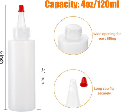 Bekith 30 Pack Small Plastic Squeeze Condiment Bottles with Red Tip Cap, 4 Ounce Squirt Bottle For Ketchup, BBQ, Sauces, Syrup, Condiments, Dressings, Arts and Crafts