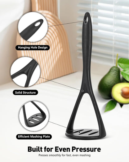 2-Pack Silicone Potato Masher - Heavy Duty, Non-Scratch, Dishwasher Safe