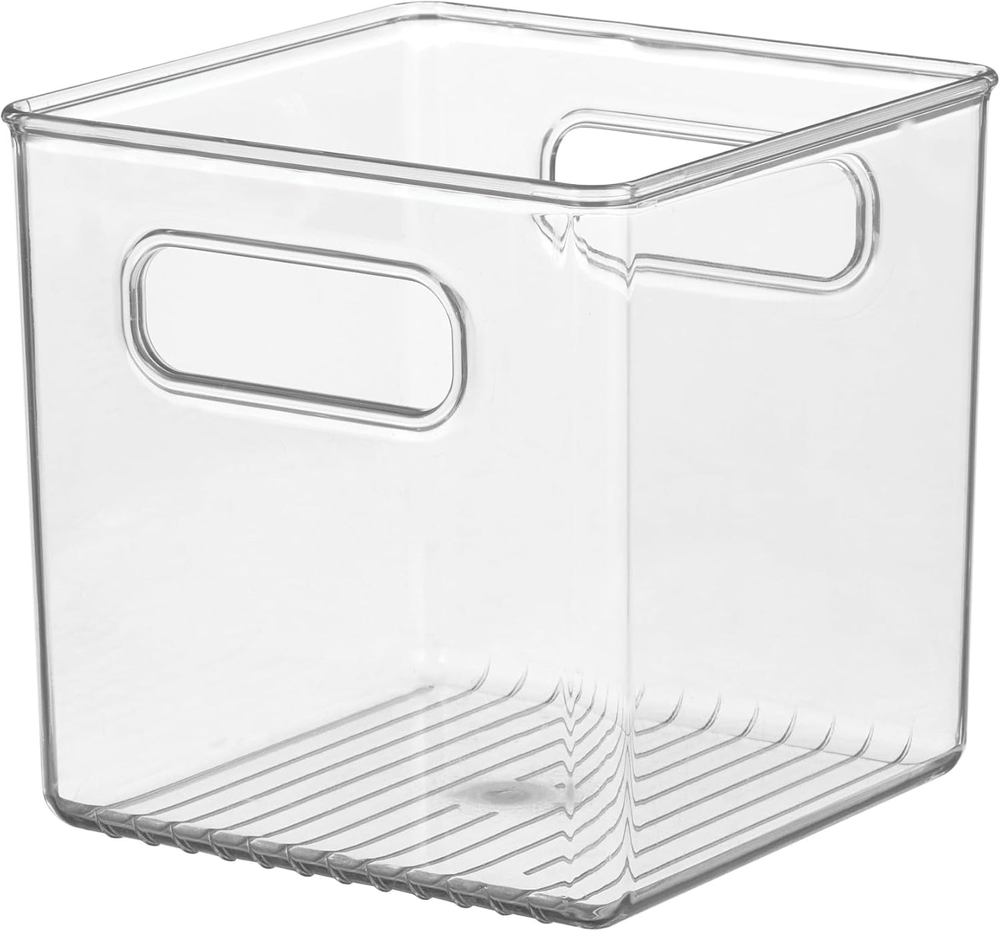iDesign Storage Bin with Handles - Cube Organizer Bin for Pantry, Set of 4, Clear, Made in USA
