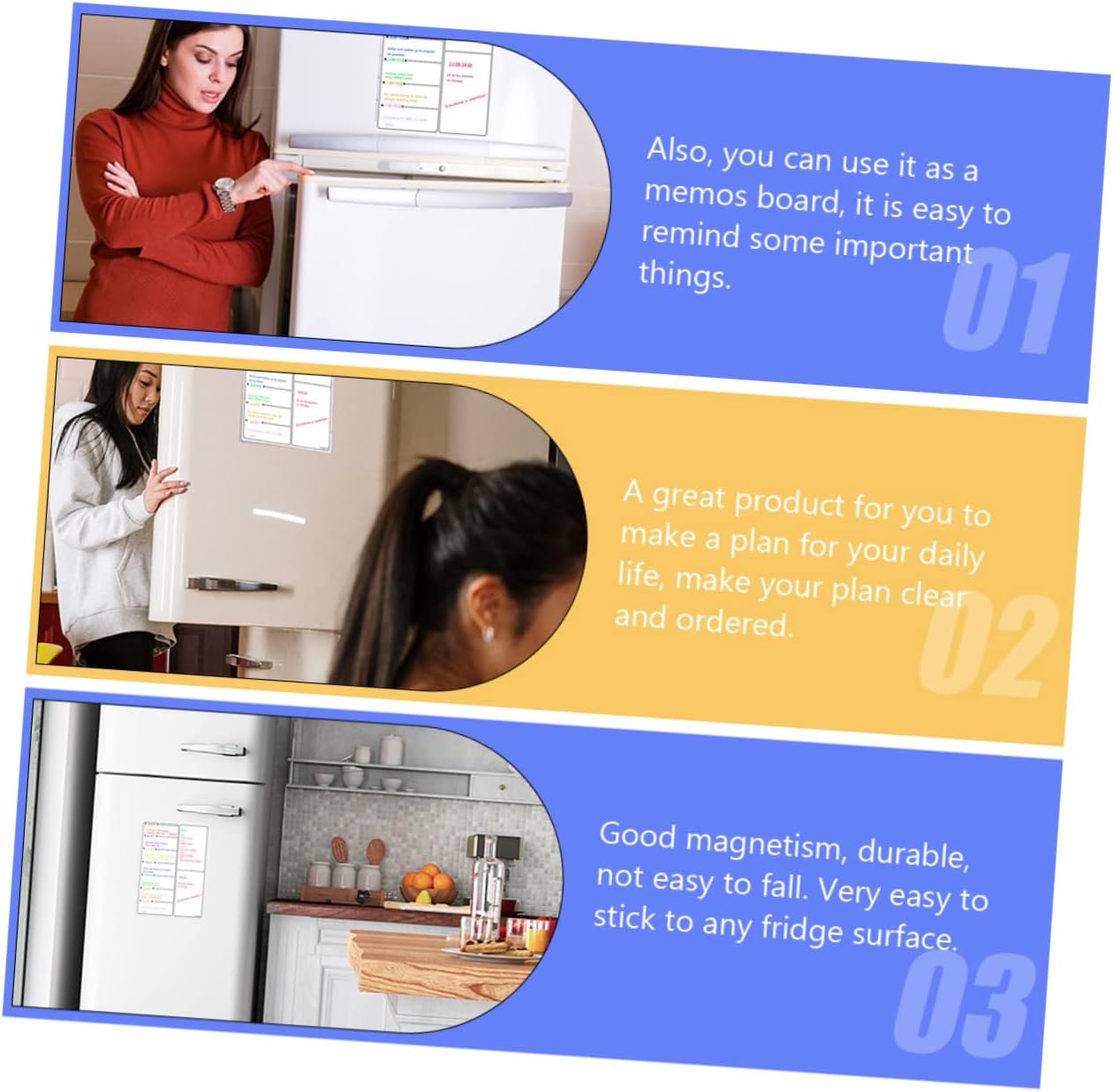 Magnetic Weekly Meal Planner Board for Fridge Magnetic Schedule Organizer for Tasks and Grocery Lists Reusable Dry Erase Whiteboard