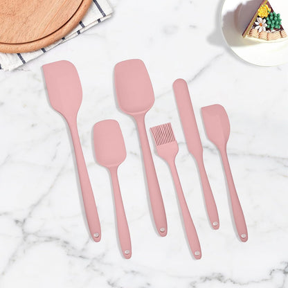 6 Pieces Silicone Spatula Set, Rubber Spatulas Silicone Heat Resistant Spatula Set for Kitchen Use, Food Grade Rubber Spatula with Ergonomic Grip, Cooking, BPA Free Dishwasher Safe(black)