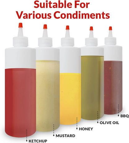 Reli. Plastic Squeeze Bottles, 16 oz. | 10 Pack | Clear with Red Tip Cap