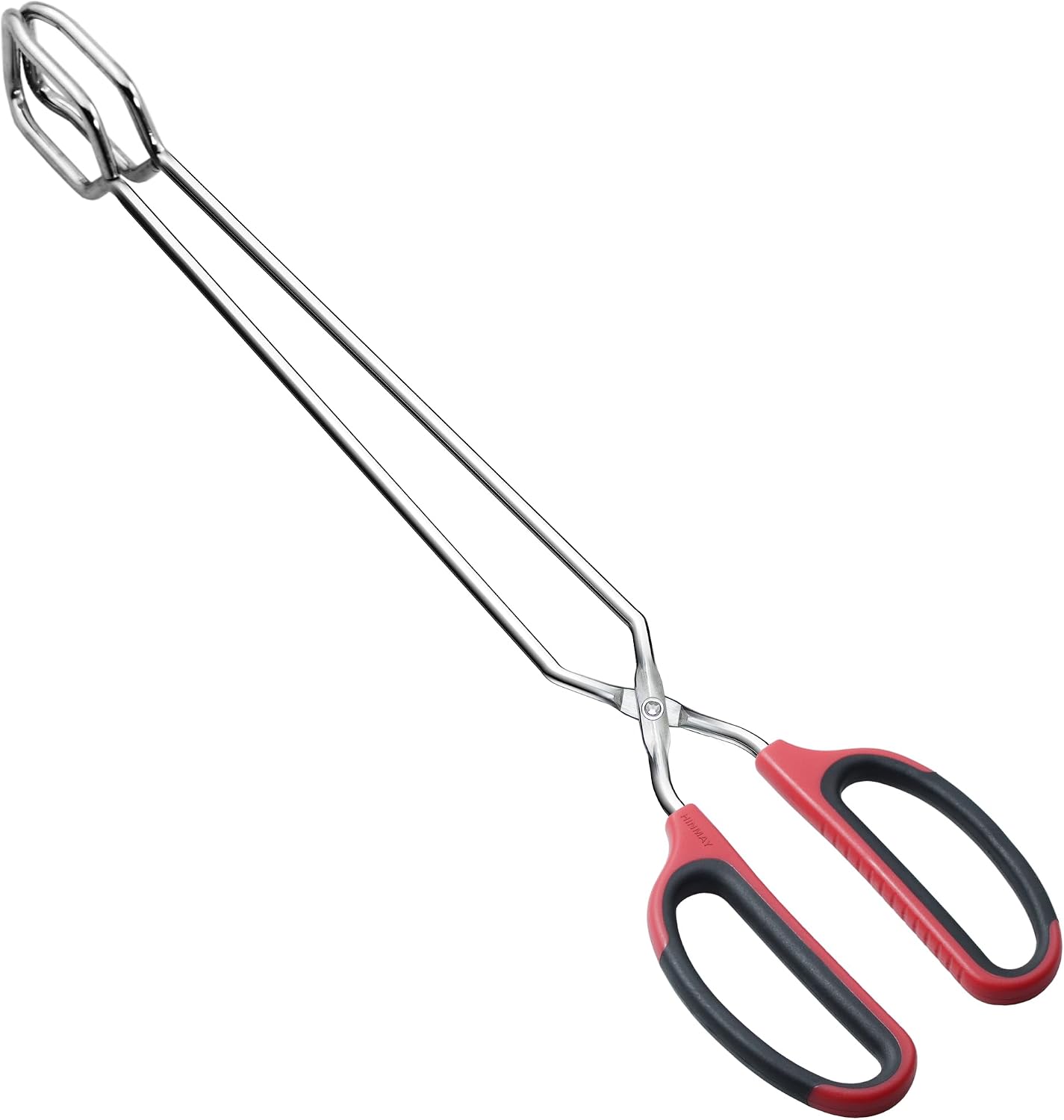 HINMAY Stainless Steel Scissor Tongs 12" and 16" Set, Extra Long Metal Kitchen Tongs for Cooking, Grilling & Serving (Set of 2, Black)