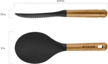 Staub Silicone with Wood Handle Cooking Utensil, Serving Spoon