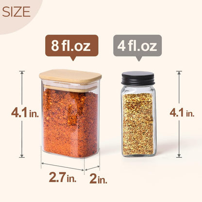 ComSaf Glass Storage Containers With Lids 6-Pack (0.7qt/1.2qt/1.6qt), Glass Pantry Storage Containers, Rectangular Glass Jars With Lid, Glass Canisters For Kitchen Flour Cereal Sugar Tea Coffee Bean