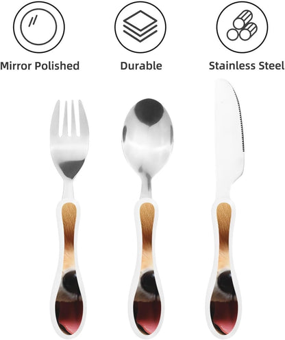 3-Piece Kids Silverware Set With Storage Case, Stainless Steel Reusable Children Safe Knife Spoon Fork Set Colorful Abstract Dragonfly Children Flatware Set For Kids Lunch Box