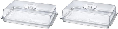 Clear Premium Acrylic Rectanglees Serving Tray with Lid (12.63" x 8.75" x 3.38") Perfect for Parties, Events, & Dining